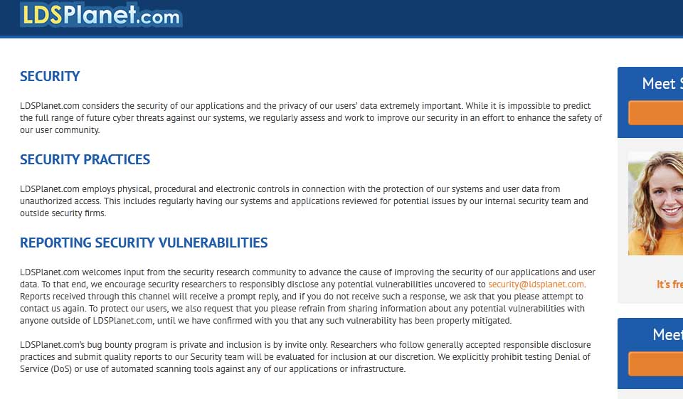 Sicurezza di LDSPlanet