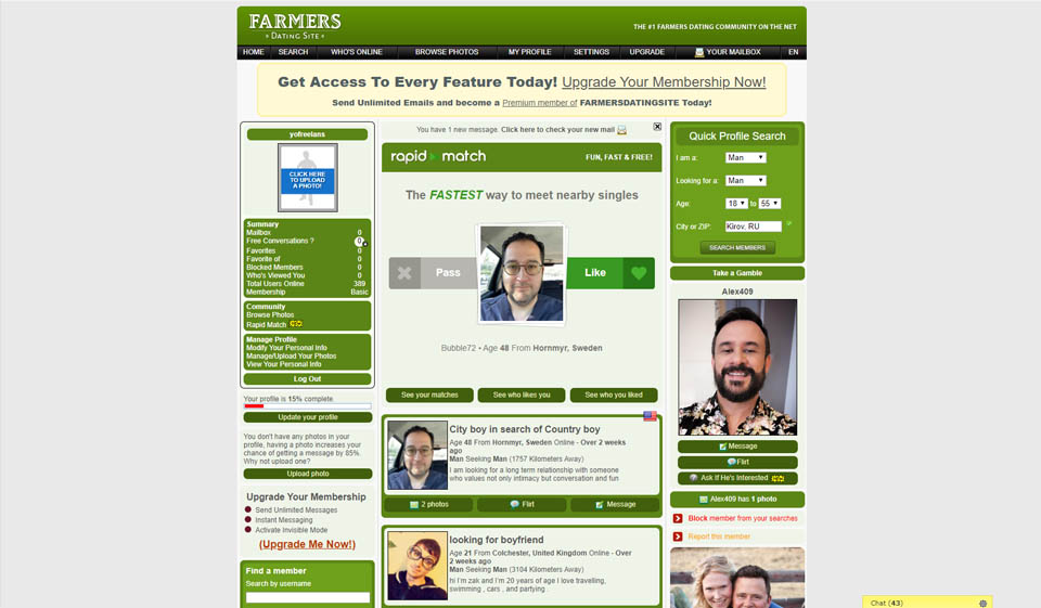 Il sito di incontri per gli agricoltori è intuitivo e comprensibile?