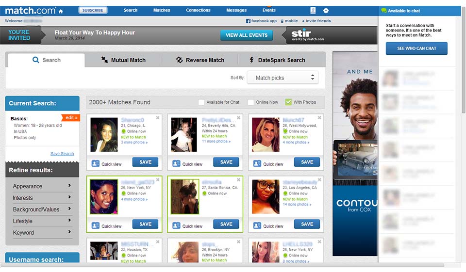 Opzioni di ricerca della corrispondenza