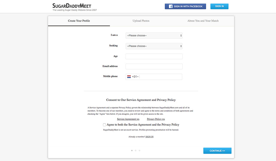 Registrazione facile per creare un profilo utente di qualità