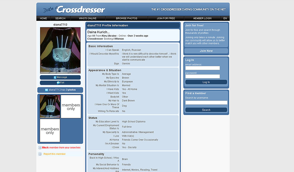 Abbinamento e chat su CrossDresser Heaven