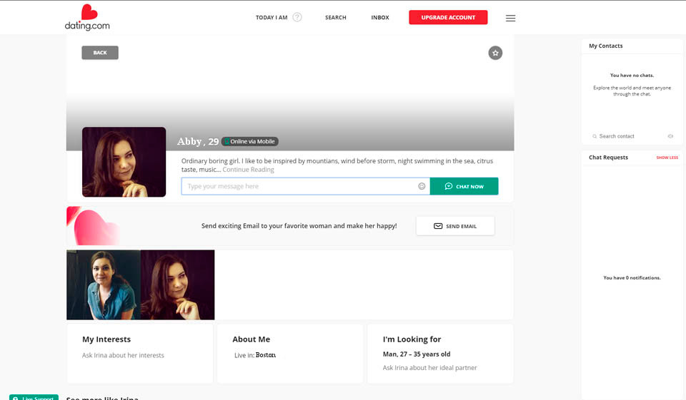 Dating.com Facilità d'uso