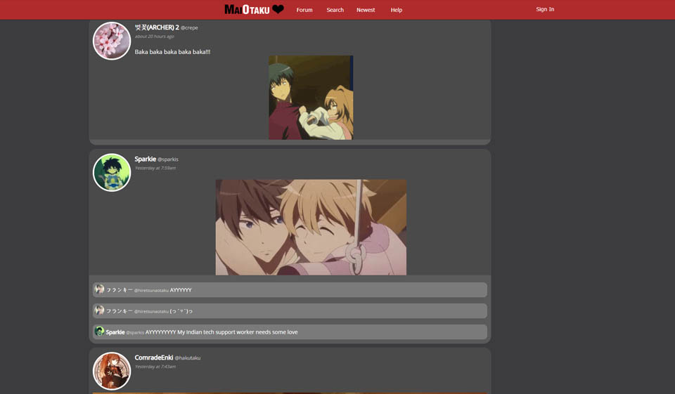 Interfaccia utente e design del sito web Maiotaku: alcuni punti vitali