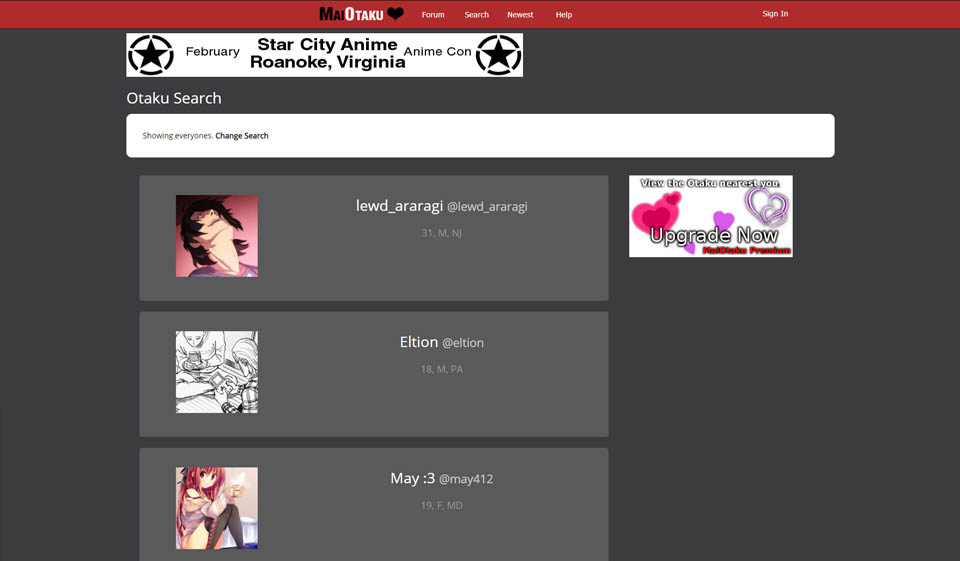 Opzione di ricerca su Maiotaku