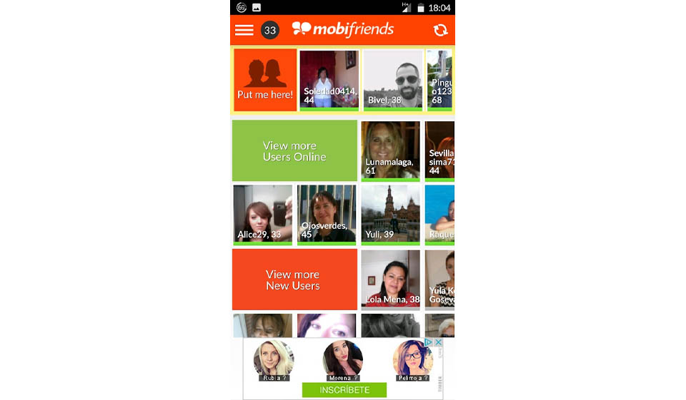 Opzione di ricerca su Mobifriends