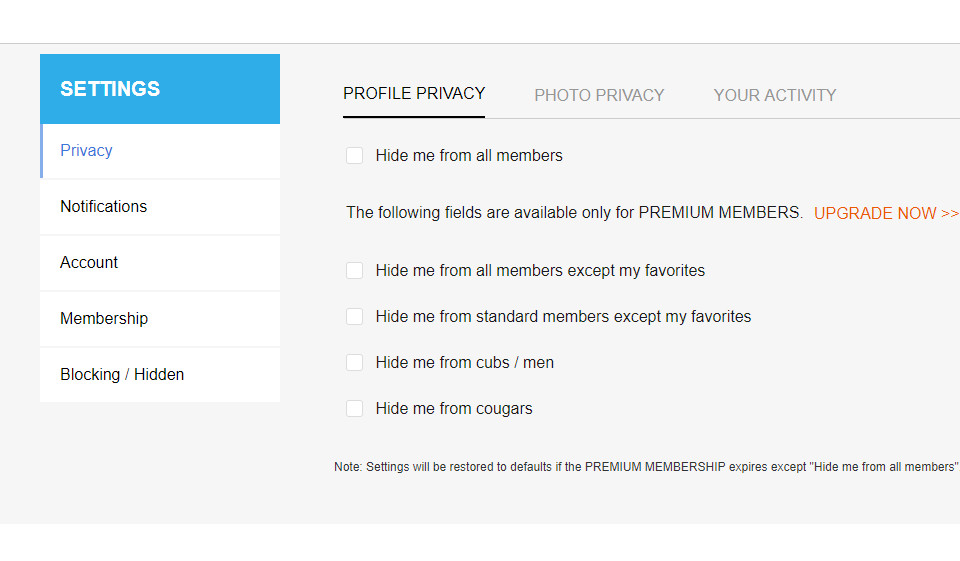 Opzioni di ricerca per incontri per donne anziane
