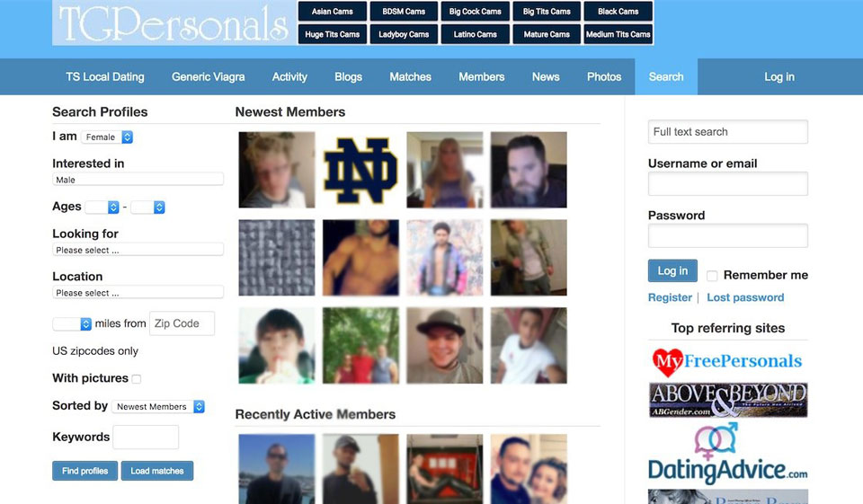 Registrazione e creazione del profilo utente presso TGPersonals
