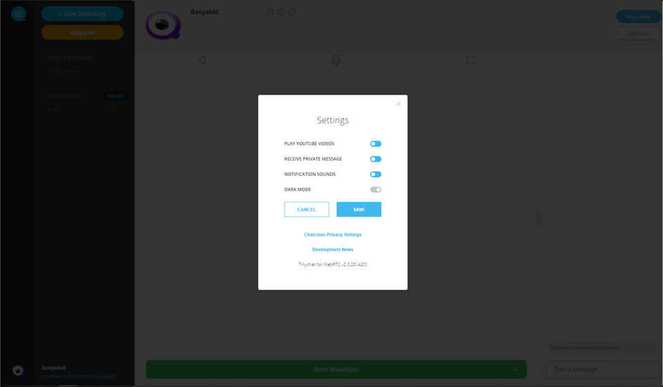 Annullamento dell'abbonamento a TinyChat