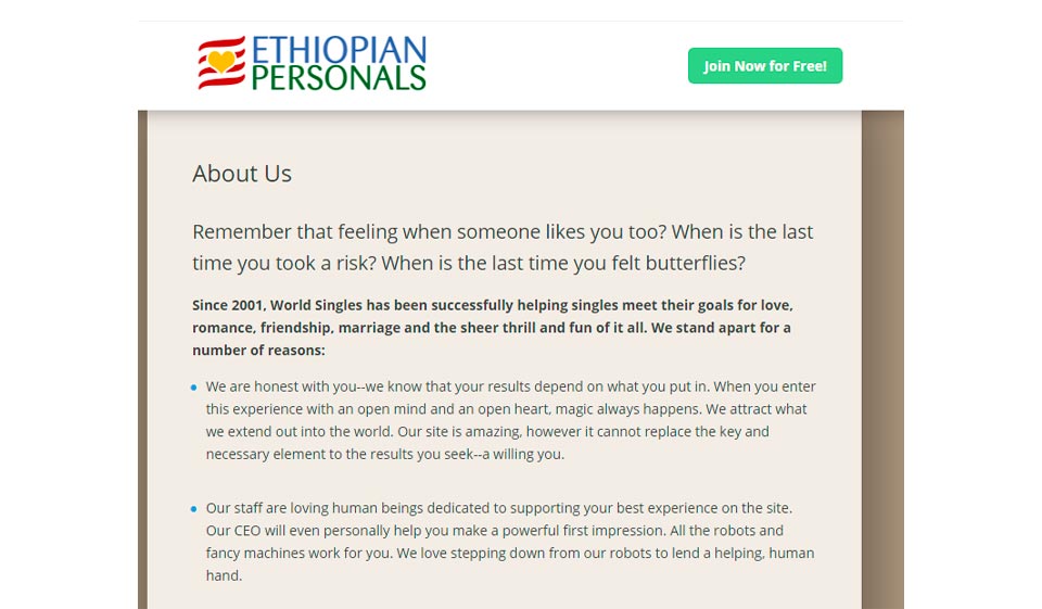 EthiopianPersonals Matching & Chat