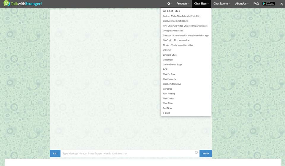 Opzioni di ricerca di TalkWithStranger